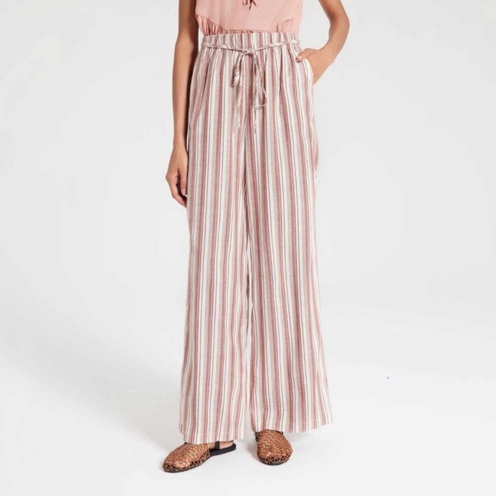 Universal Thread Women’s Wide Leg Palazzo Pants - Red/White Striped